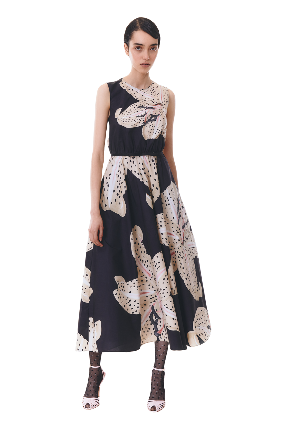 Printed cotton midi dress
