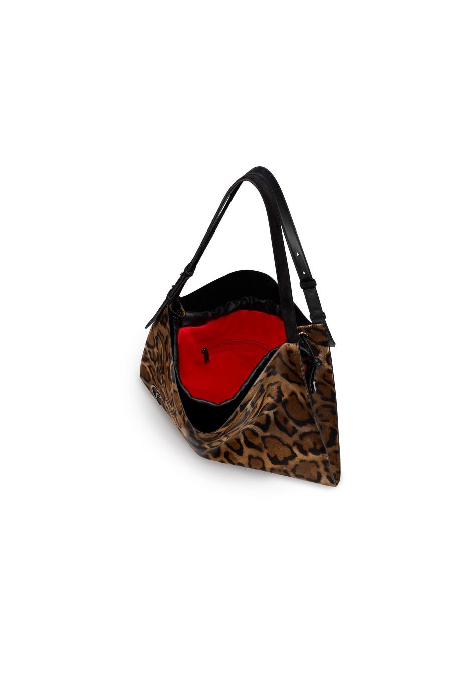 Baggy printed calf-hair shoulder bag