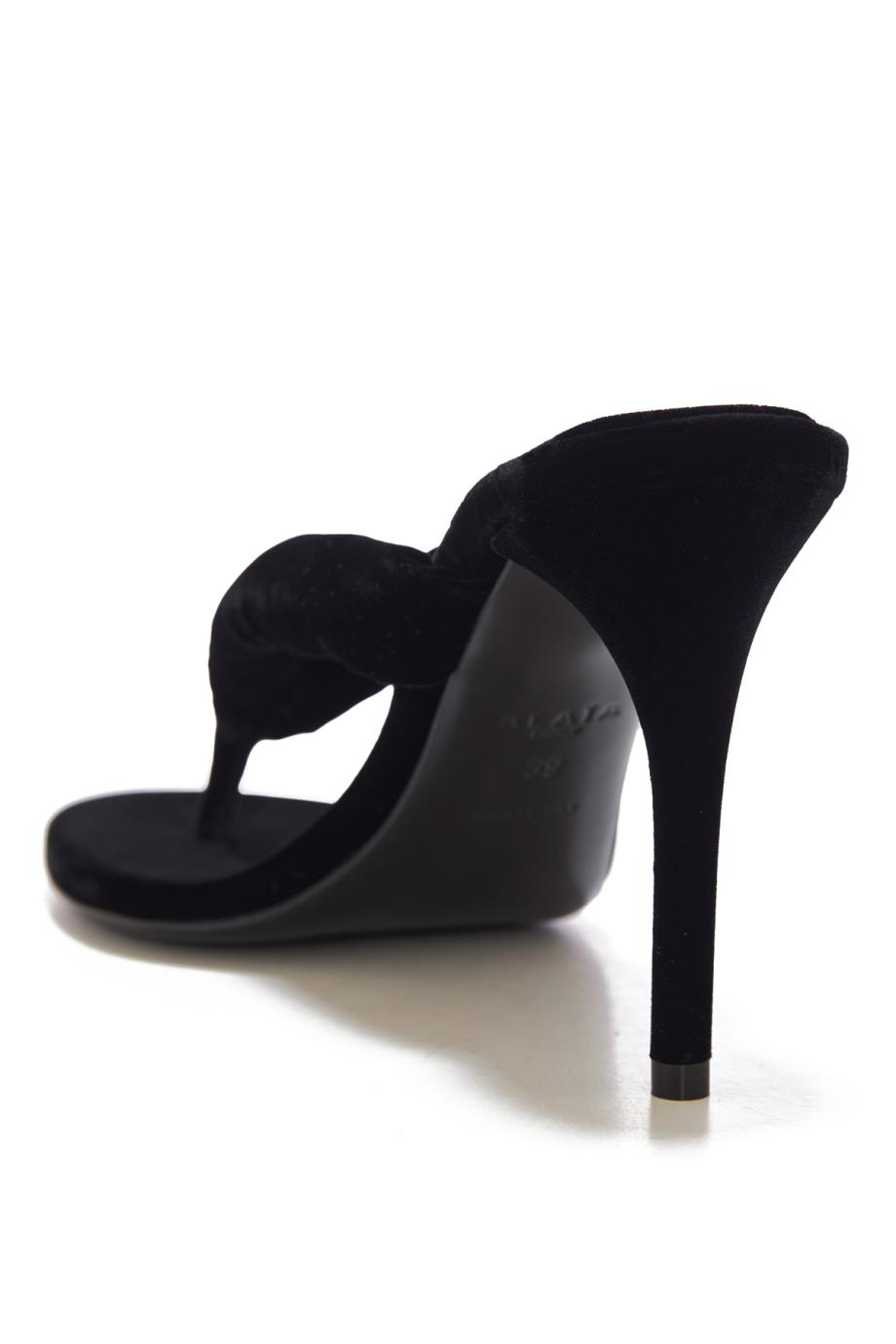 Heel thong mules in velvet 90 mules