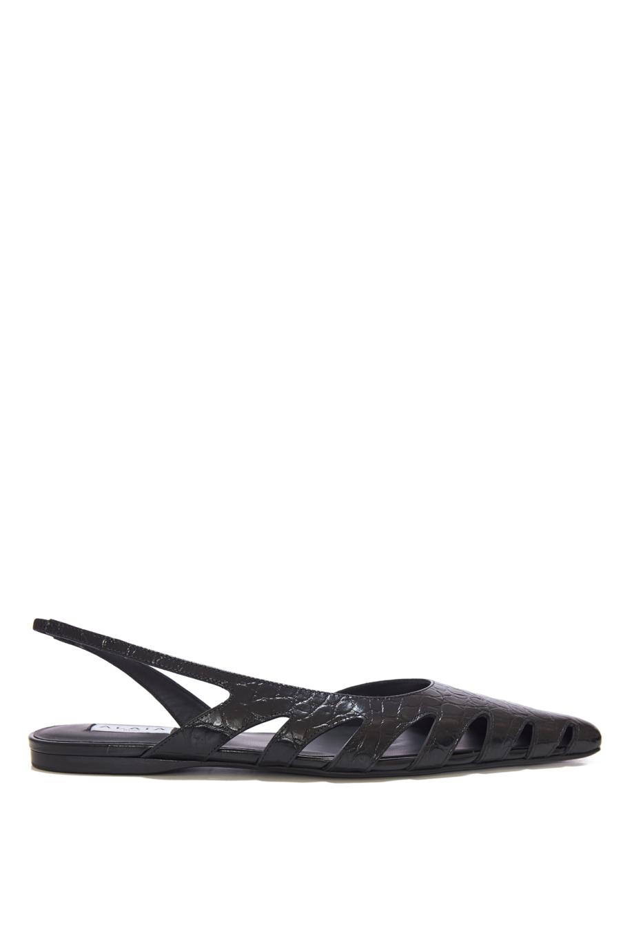 Embossed croc-leather slingback flats 