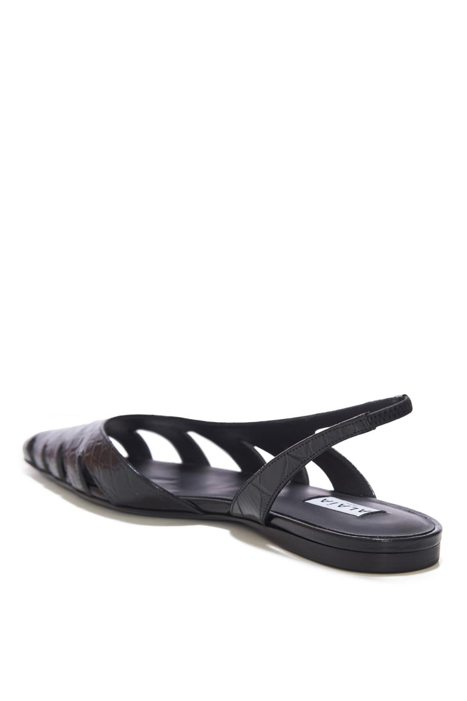 Embossed croc-leather slingback flats 