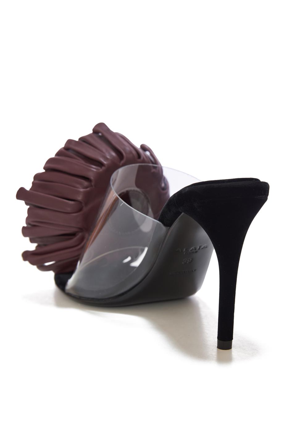 Asymetric heel sandals in lambskin 90 mules