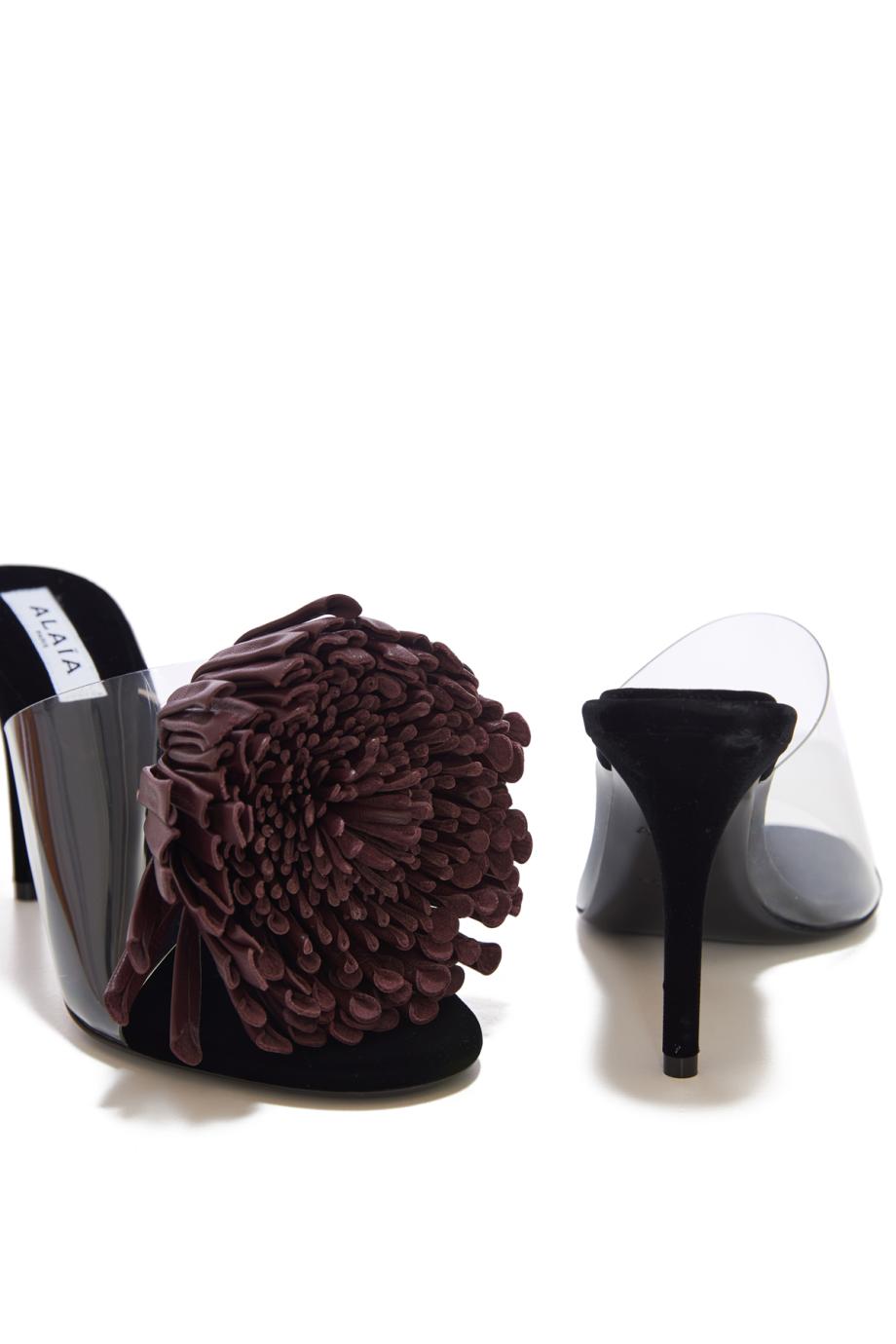Asymetric heel sandals in lambskin 90 mules