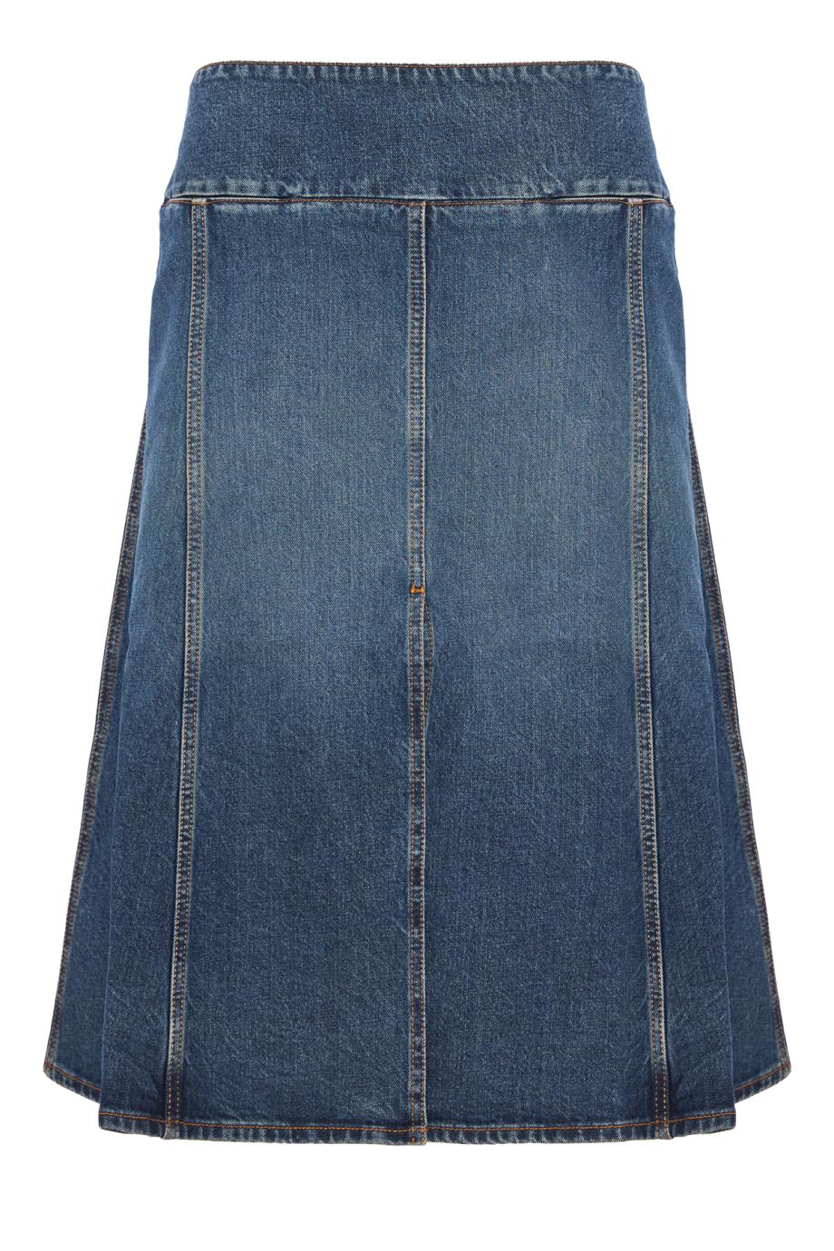 Slit denim midi skirt
