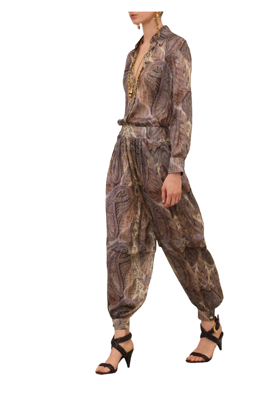 Hypnotic printed silk harem pants