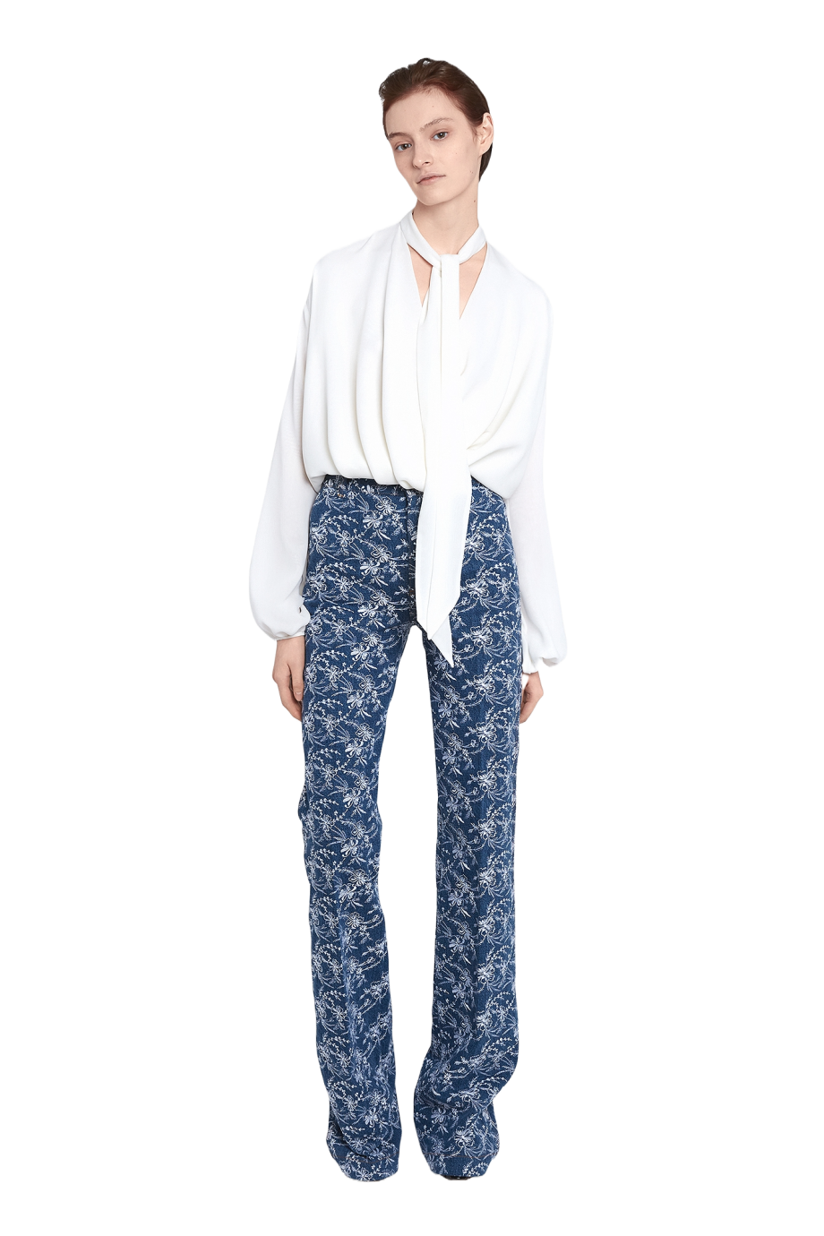 Embroidered denim pants