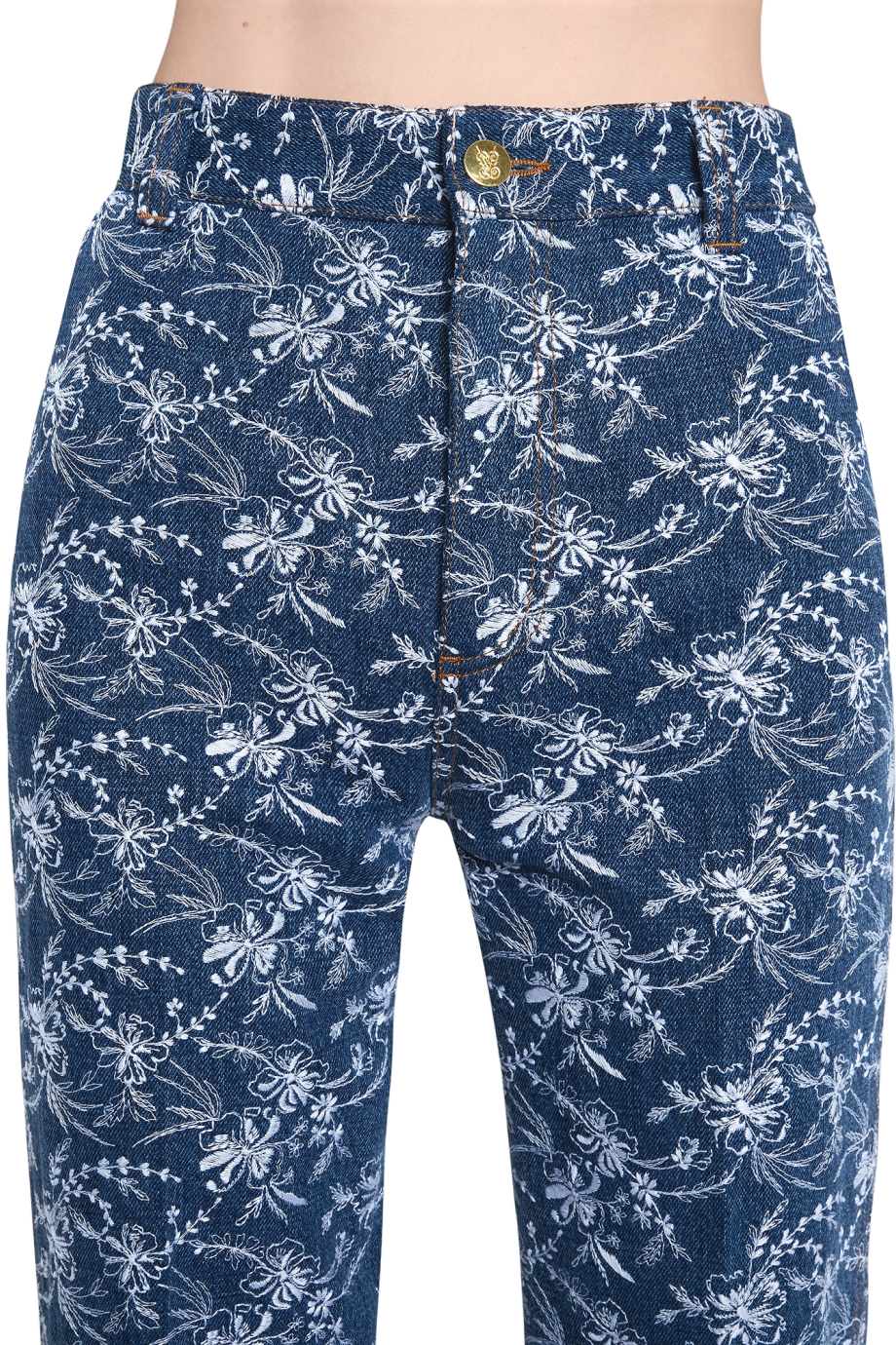 Embroidered denim pants