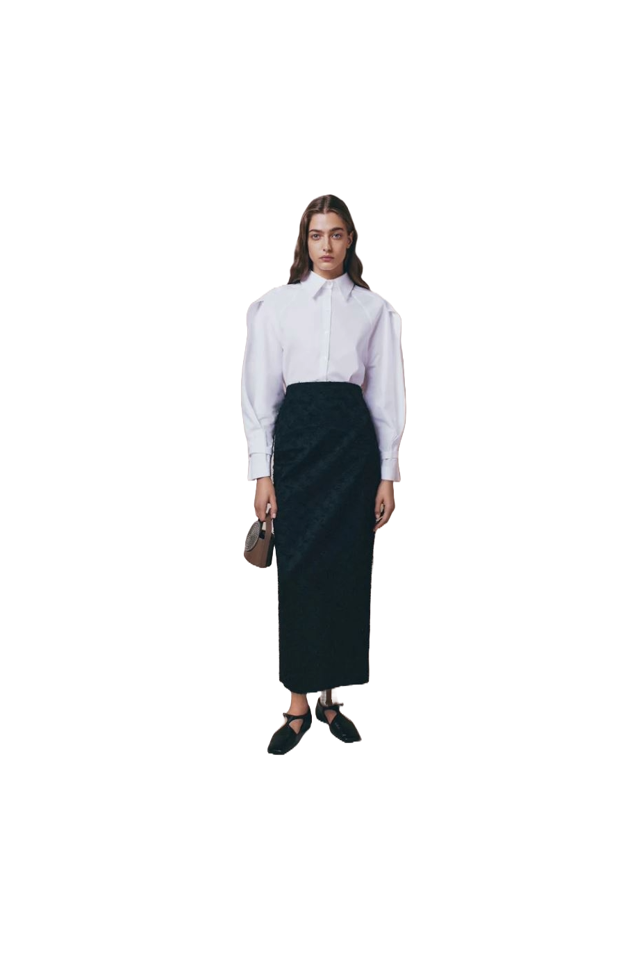 Monica threaded organic-cotton midi skirt