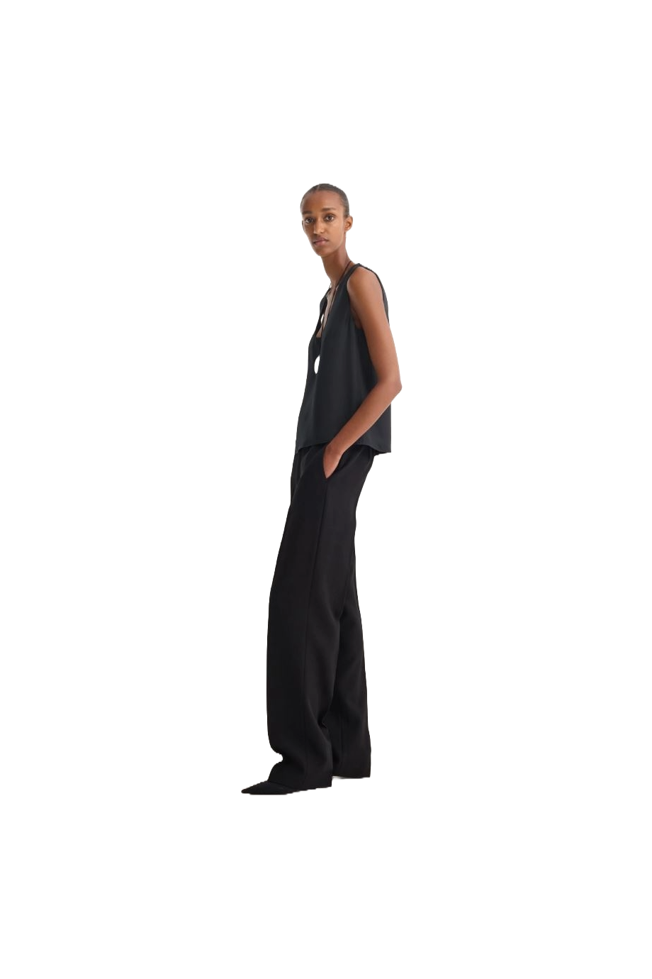 Straight wool-blend pants