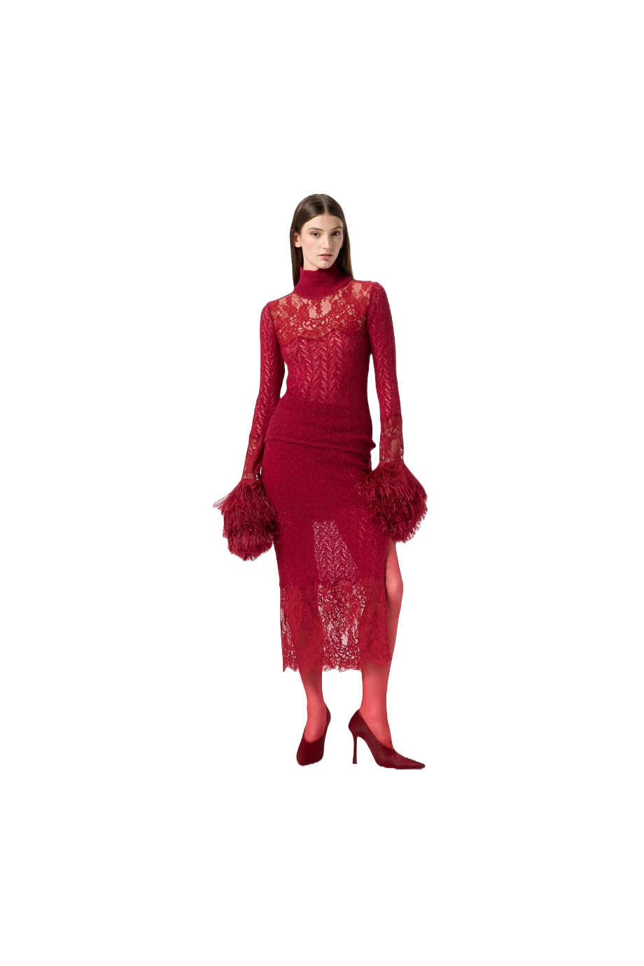 Knitted lace midi skirt