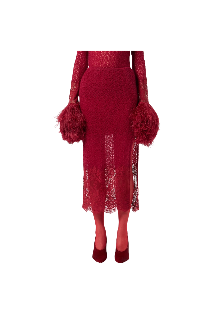 Knitted lace midi skirt