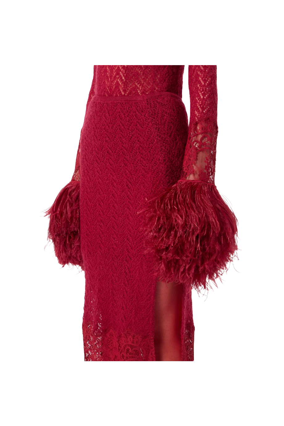 Knitted lace midi skirt