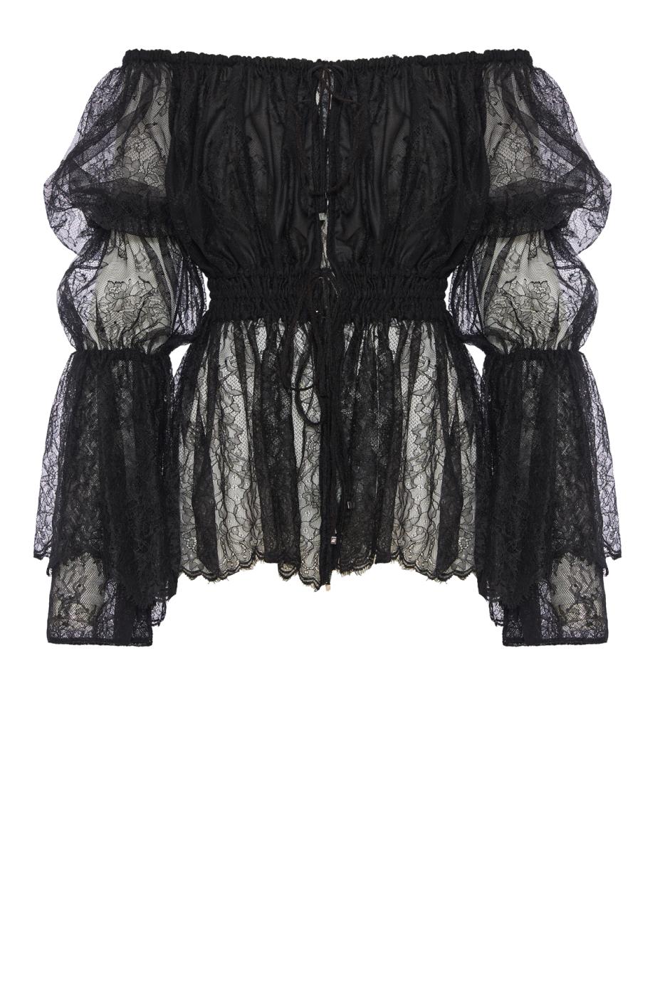 Chantilly lace shirt with gathering