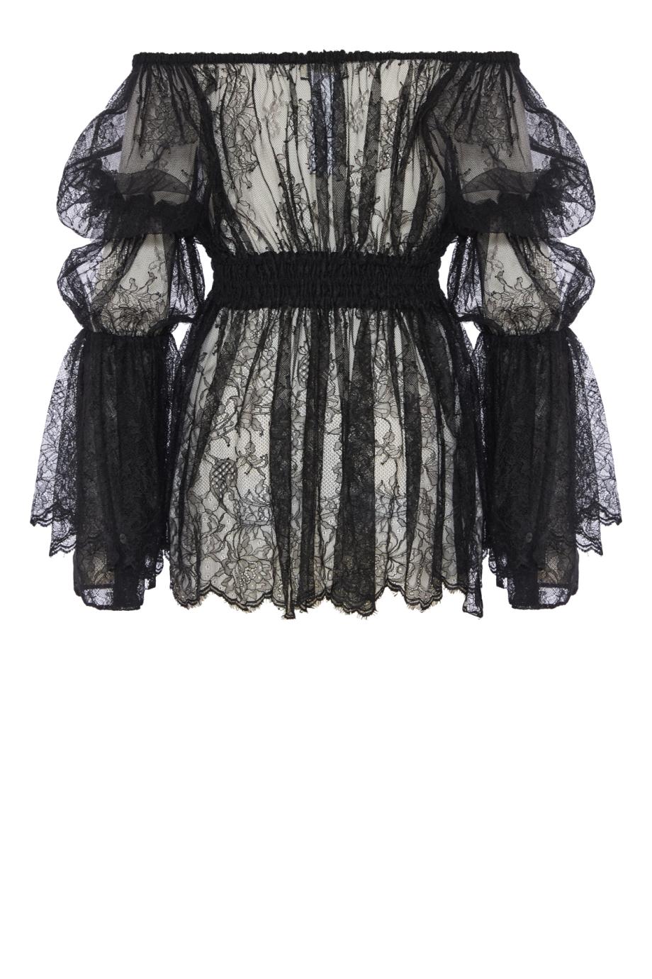 Chantilly lace shirt with gathering