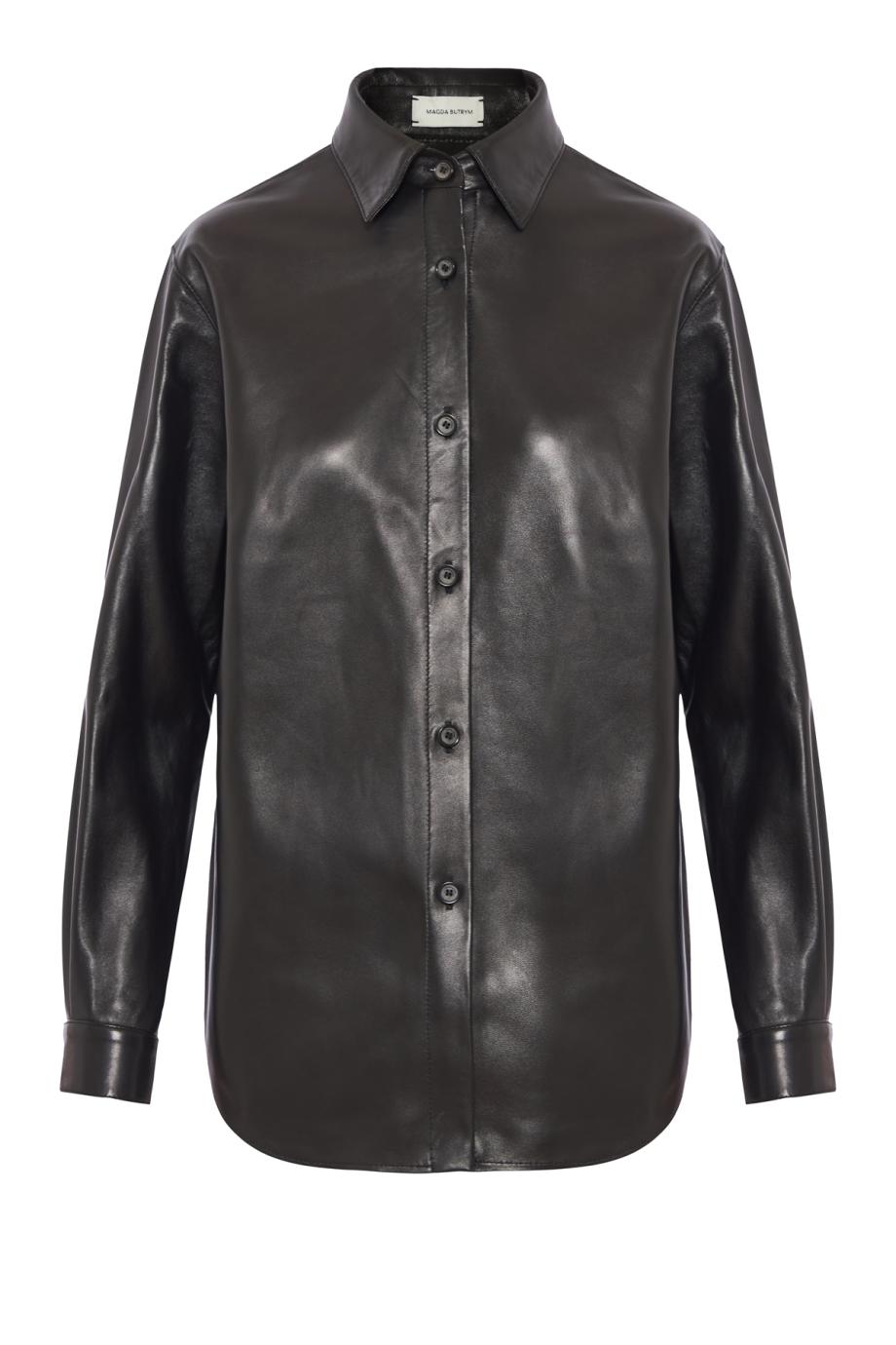 Leather button down shirt