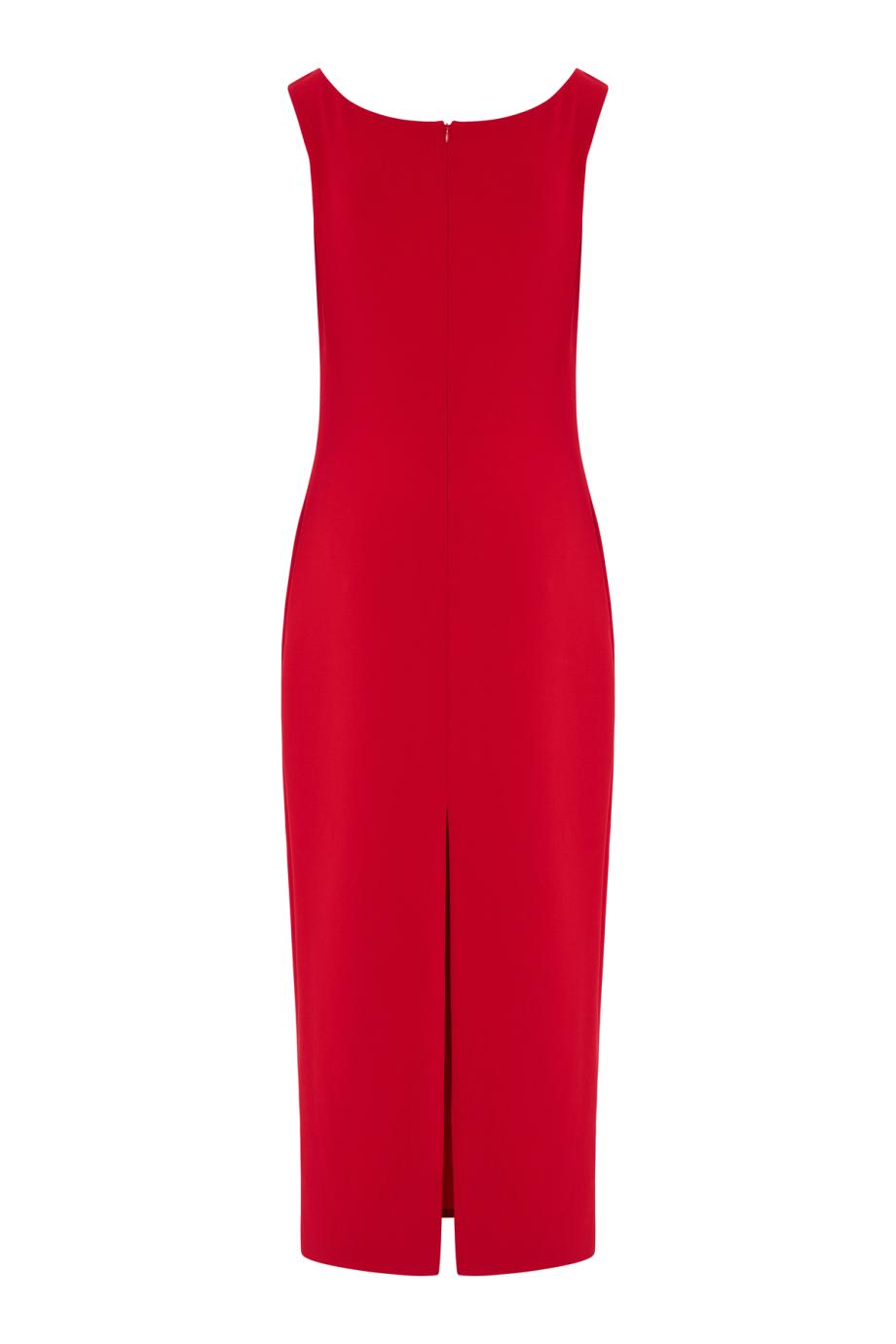 Floral appliquéd keyhol wool-gabardine midi dress