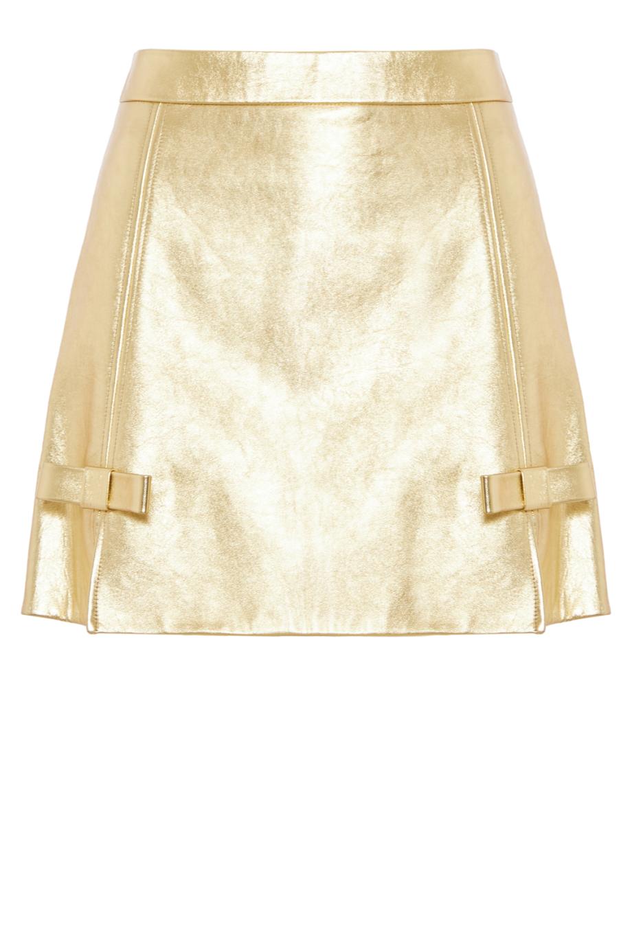 Metallic leather mini skirt