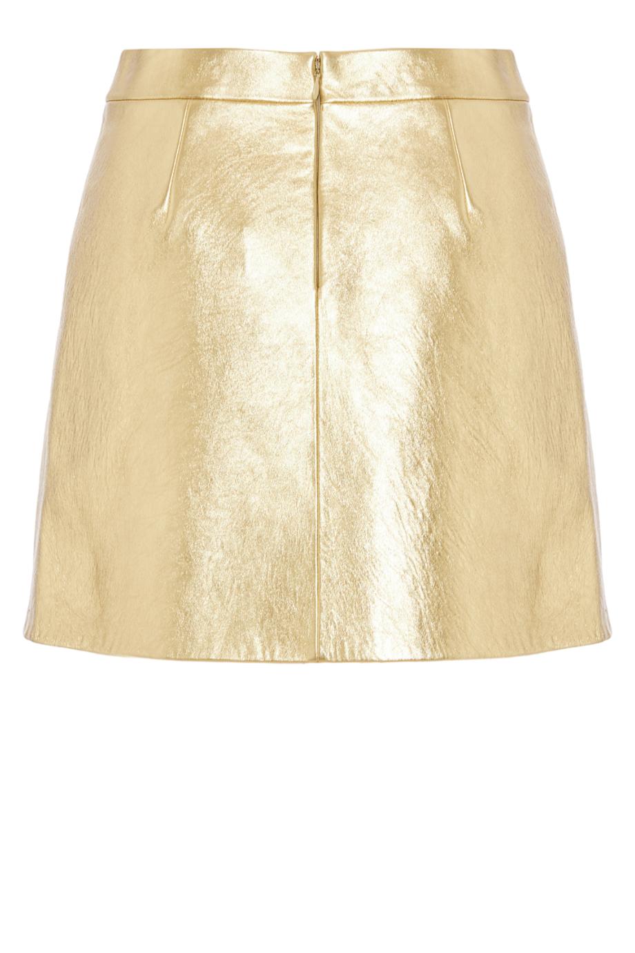 Metallic leather mini skirt