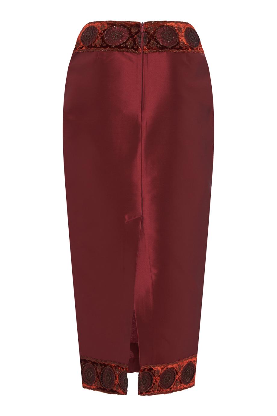Monica lace-trimmed silk-blend midi skirt 
