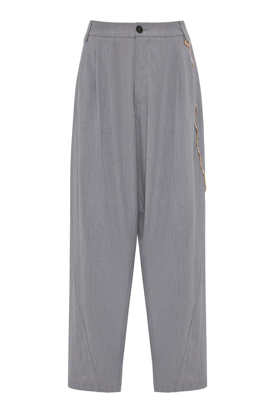 Phebe - chain adorned wide-leg wool pants