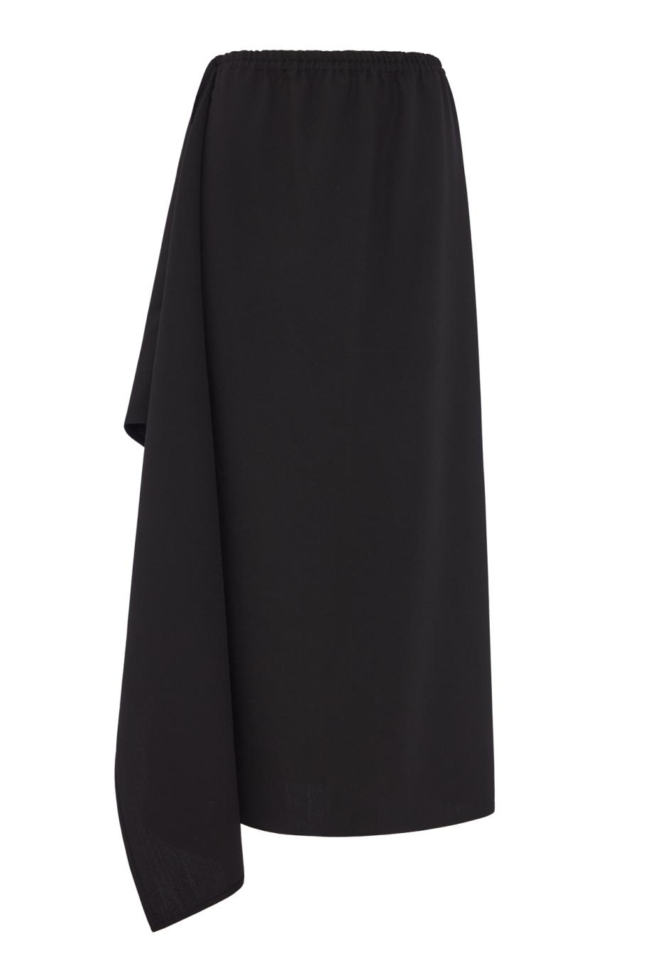 Draped wool midi skirt