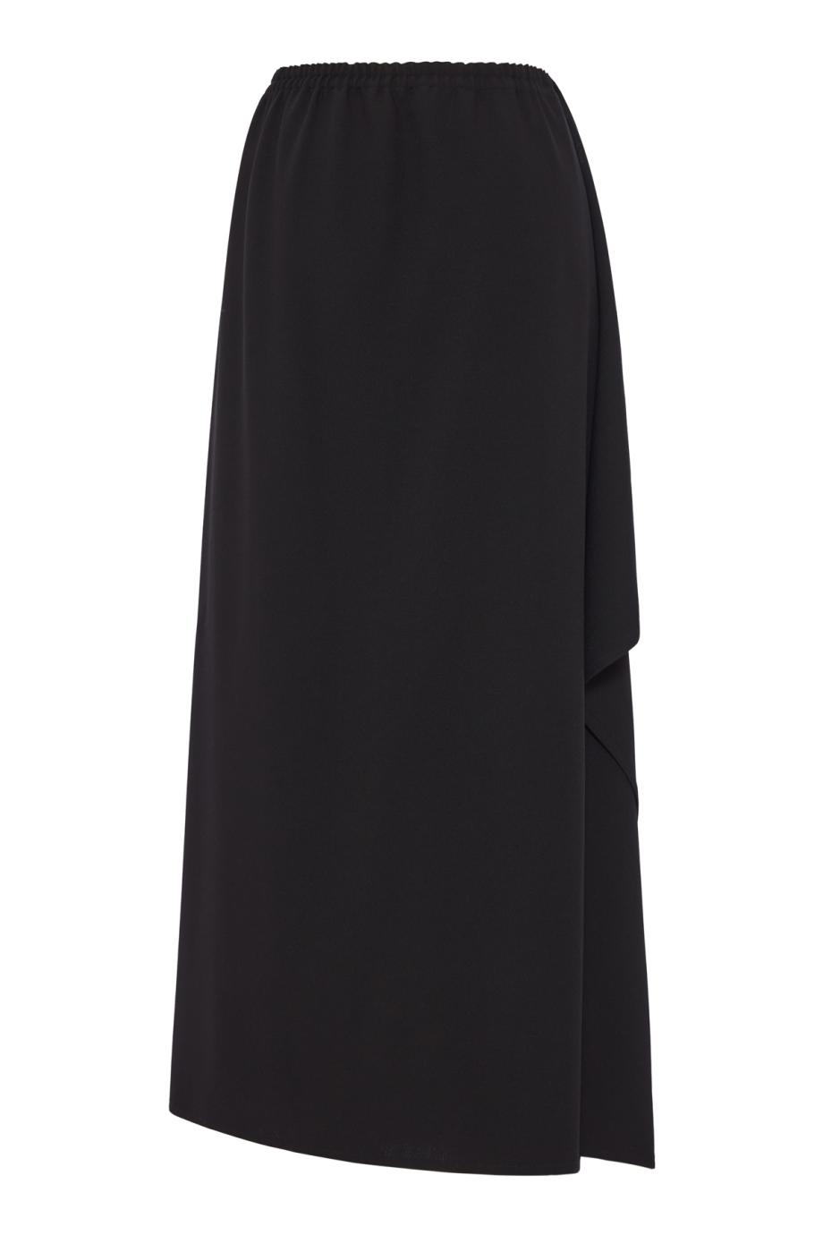 Draped wool midi skirt