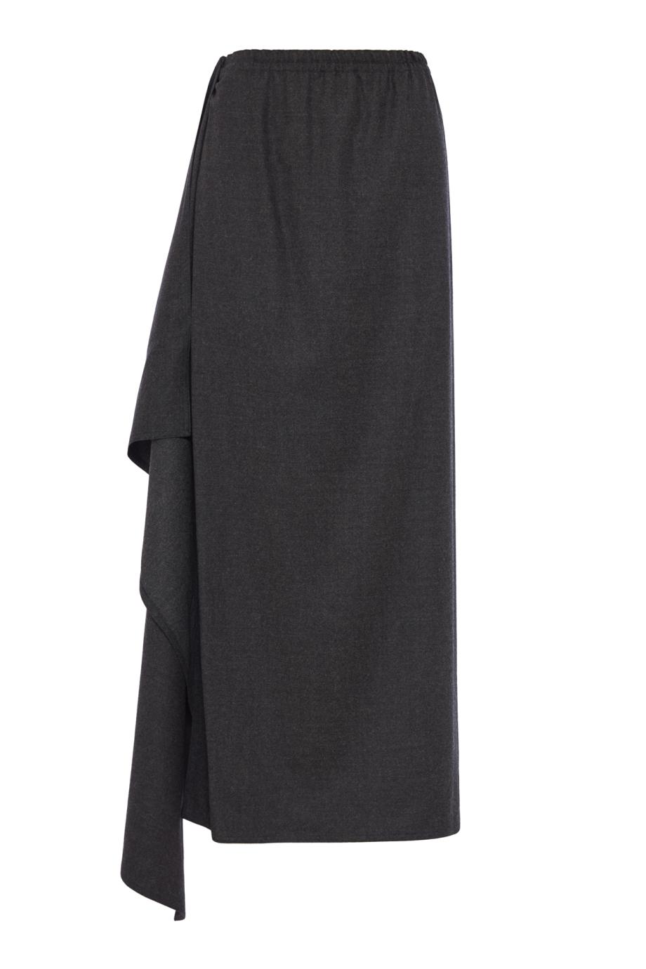 Draped flannel midi skirt