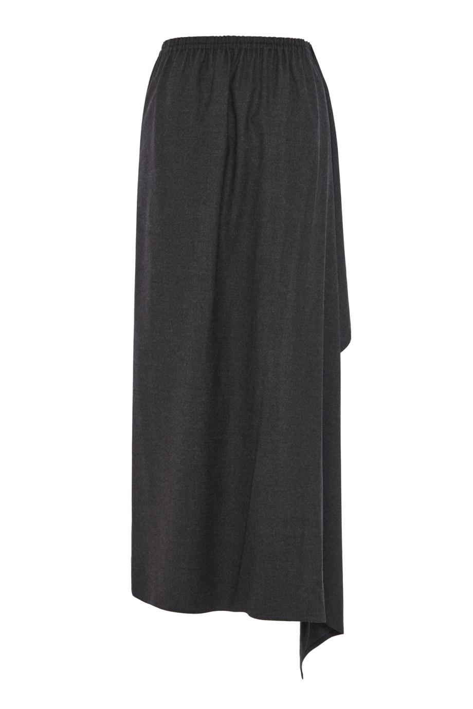 Draped flannel midi skirt