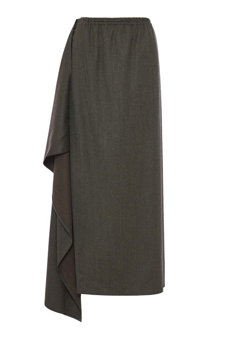 Draped flannel midi skirt
