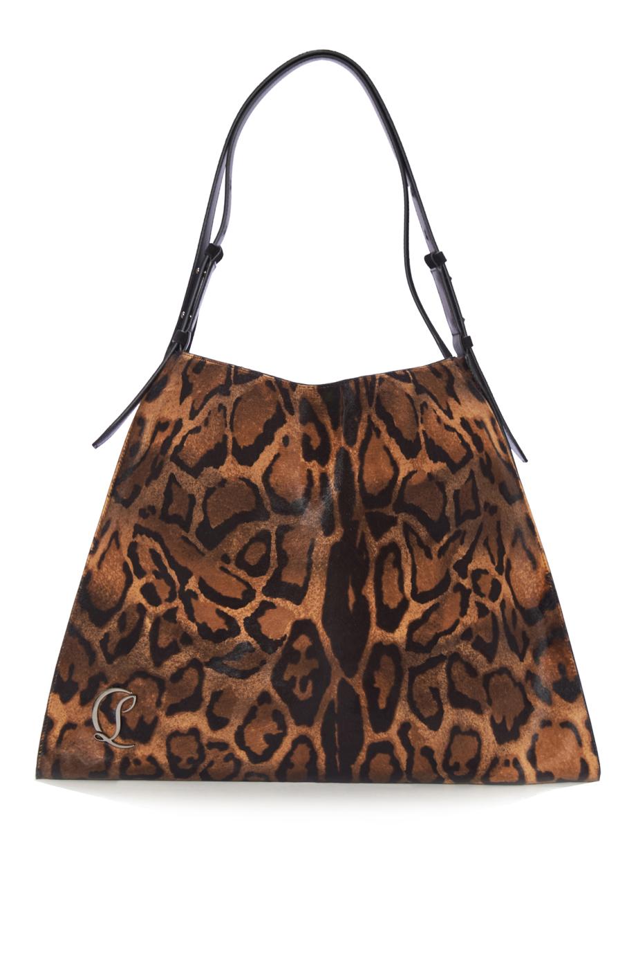 Baggy printed calf-hair shoulder bag