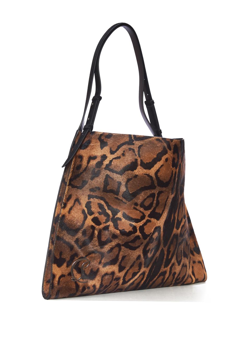 Baggy printed calf-hair shoulder bag
