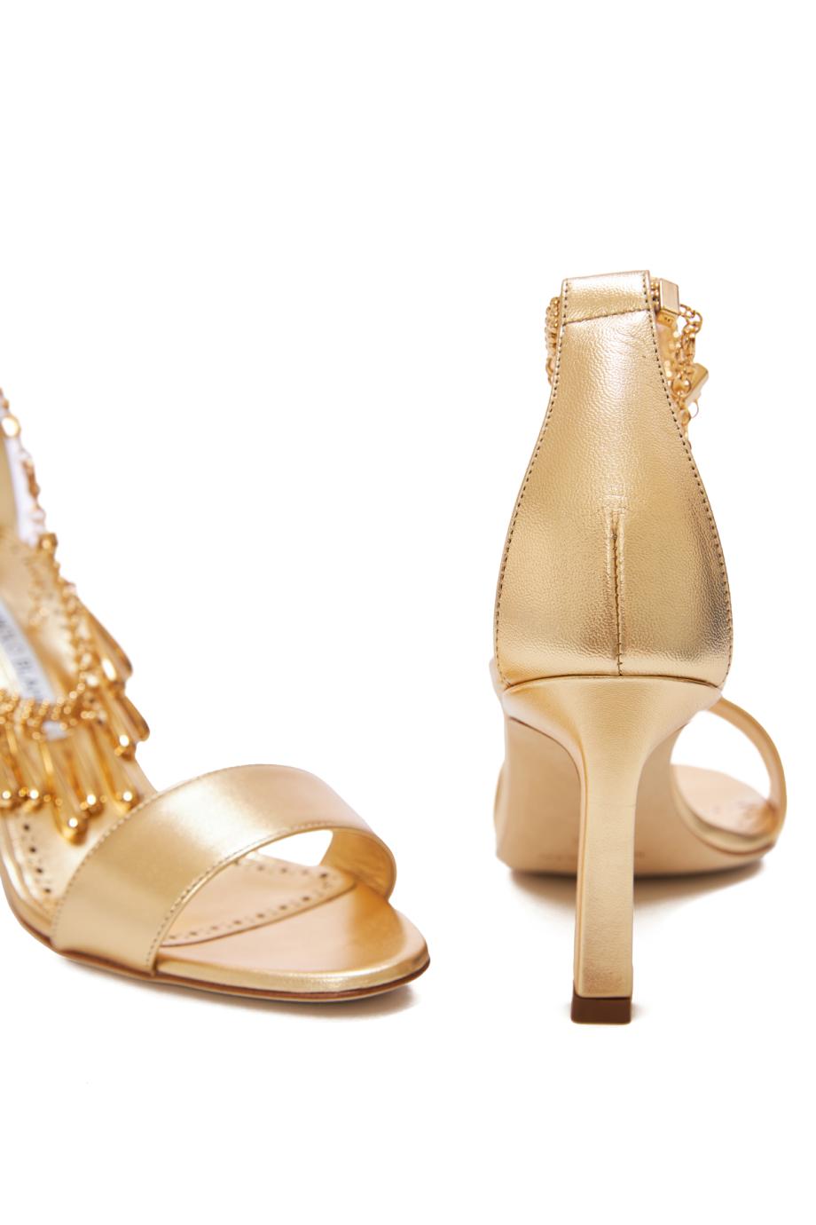 Nicusan 0 Gold Nappa Leather Embellished Sandals