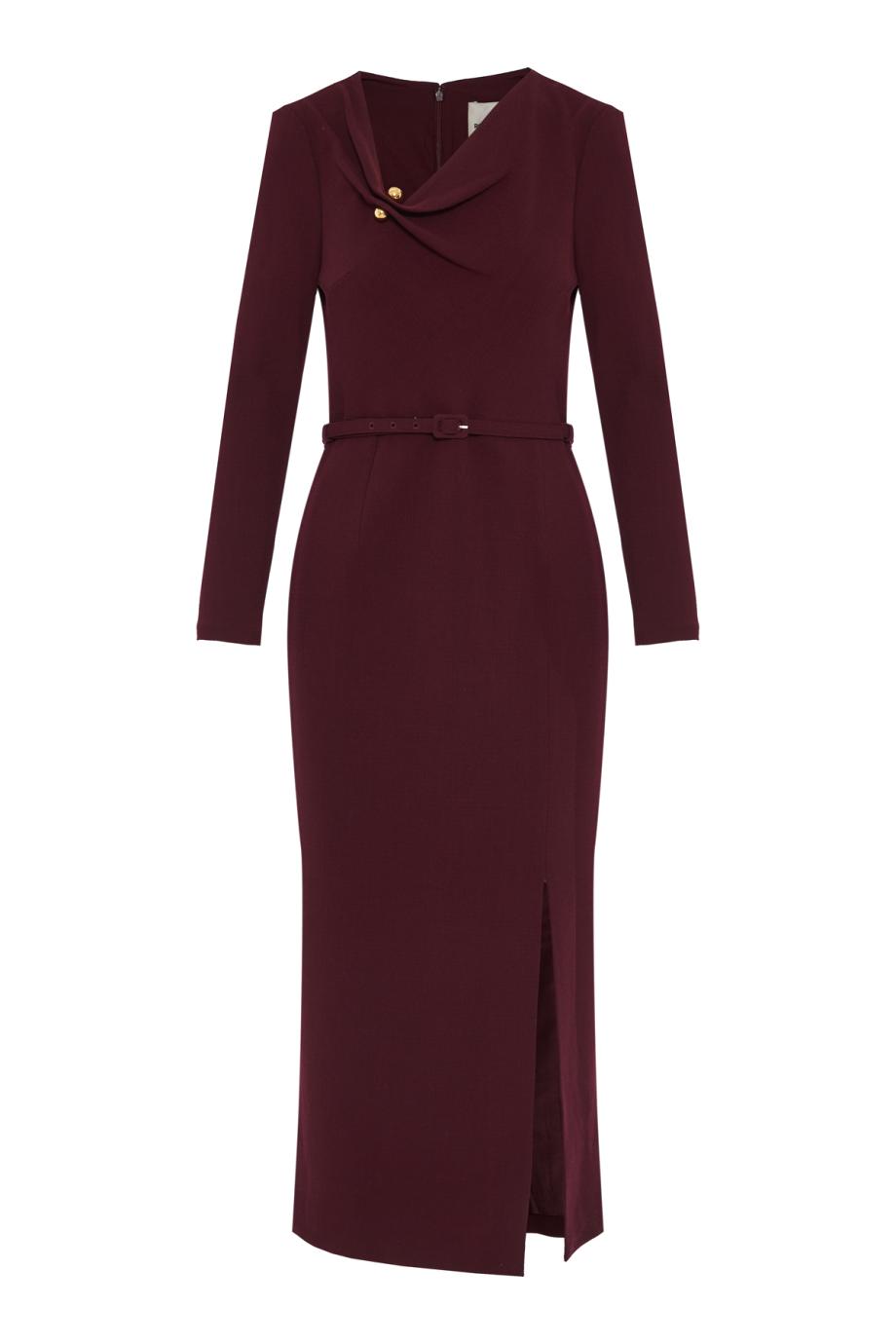 Ruched wool midi dress