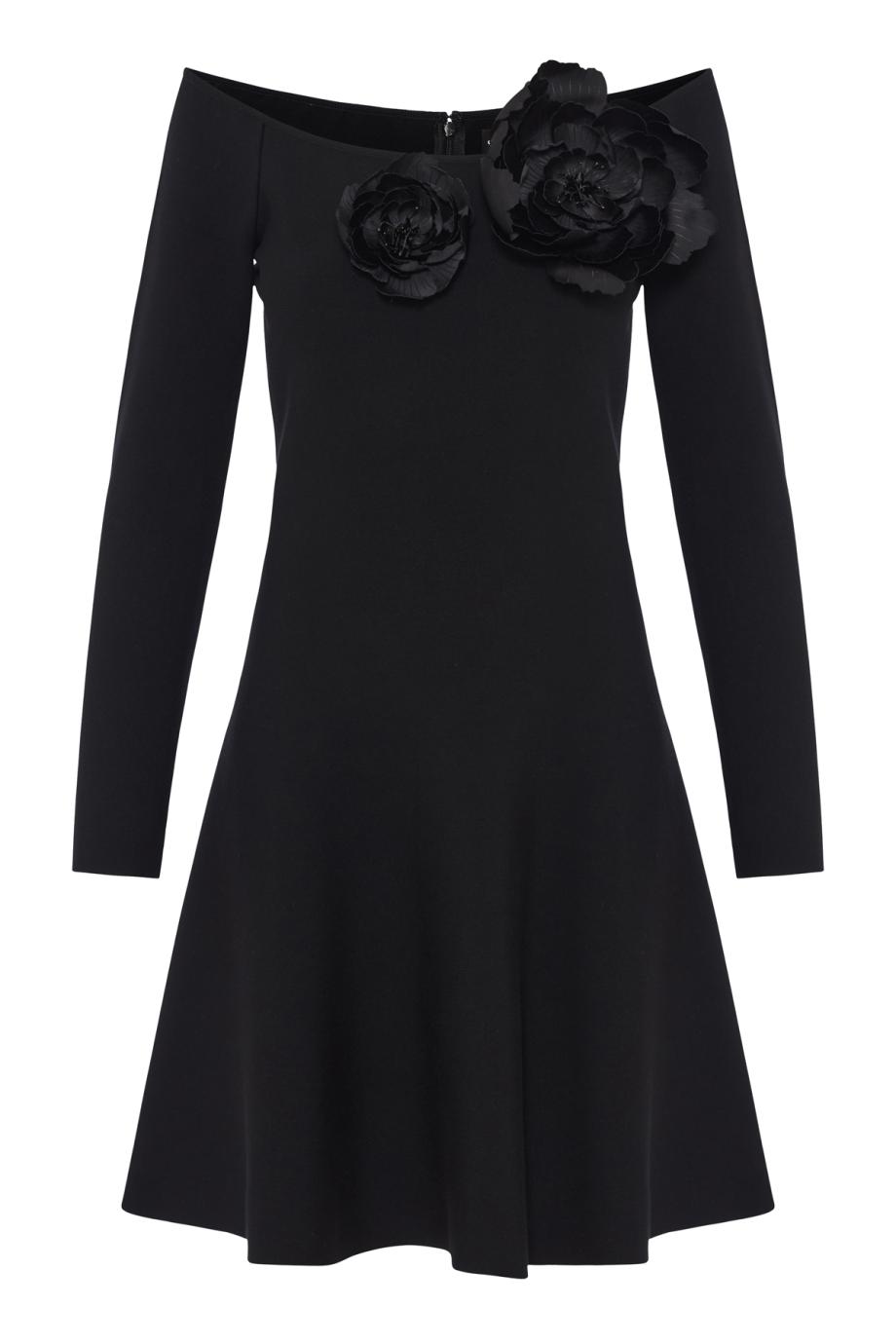 Appliquéd crepe mini dress