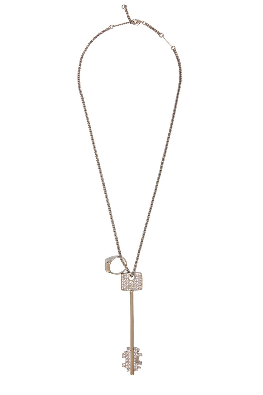 Key embellished silver-tone necklace