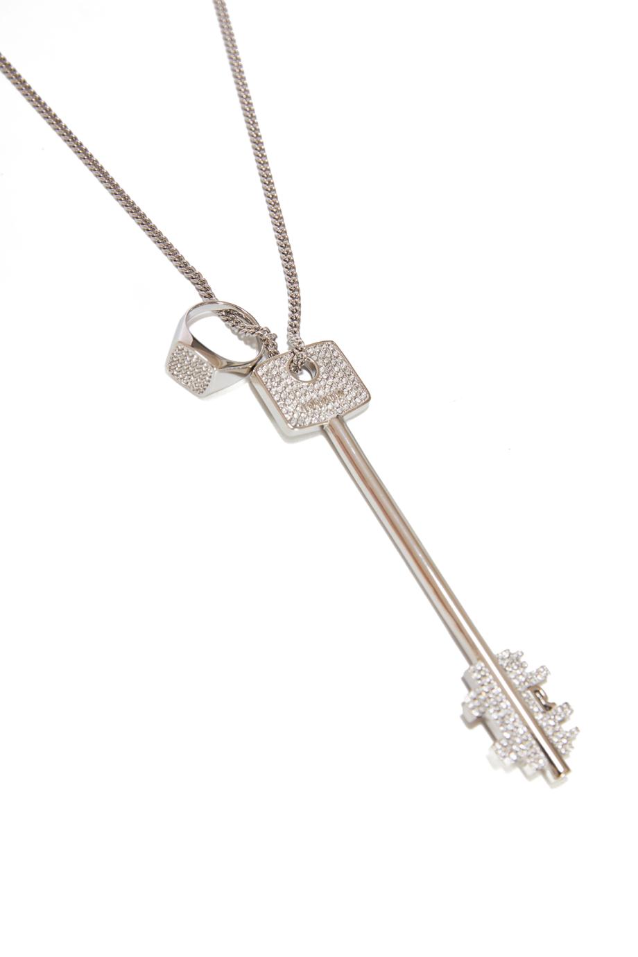 Key embellished silver-tone necklace
