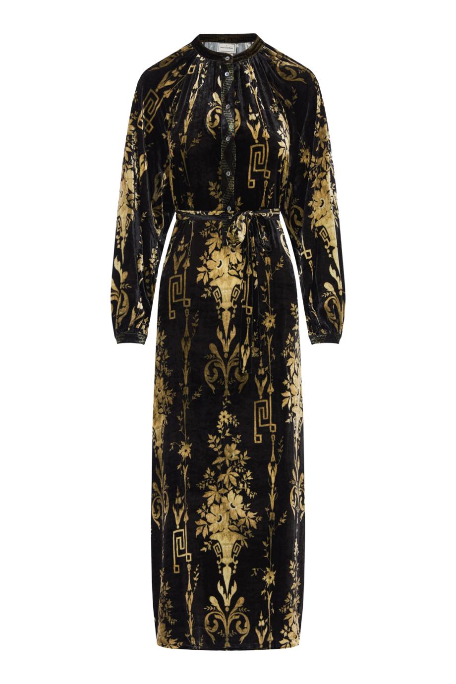 Kanada mbroidered velvet midi dress