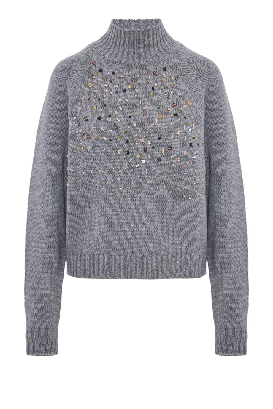 Embellished cashmere turtleneck sweater