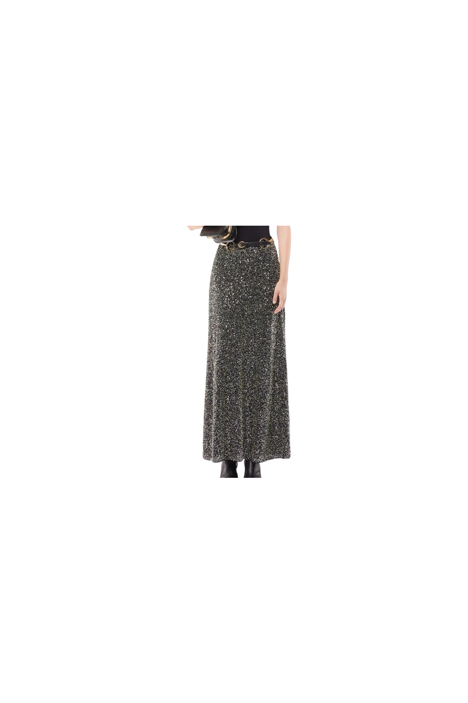 Midi embroidered crepe midi skirt with sequin and glass beads.
