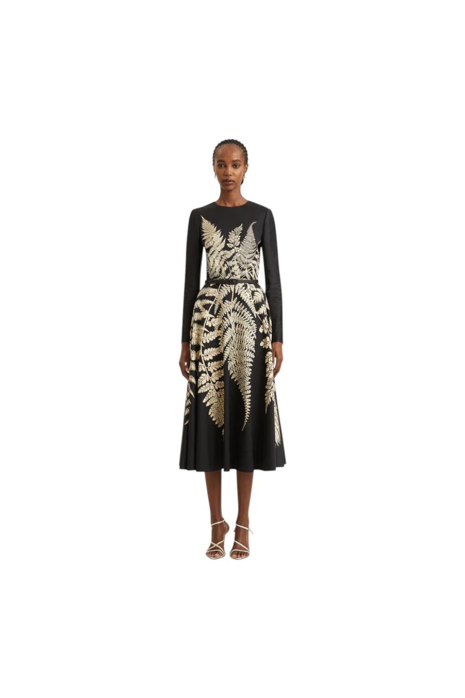 Fern embroidered cotton and silk midi dress