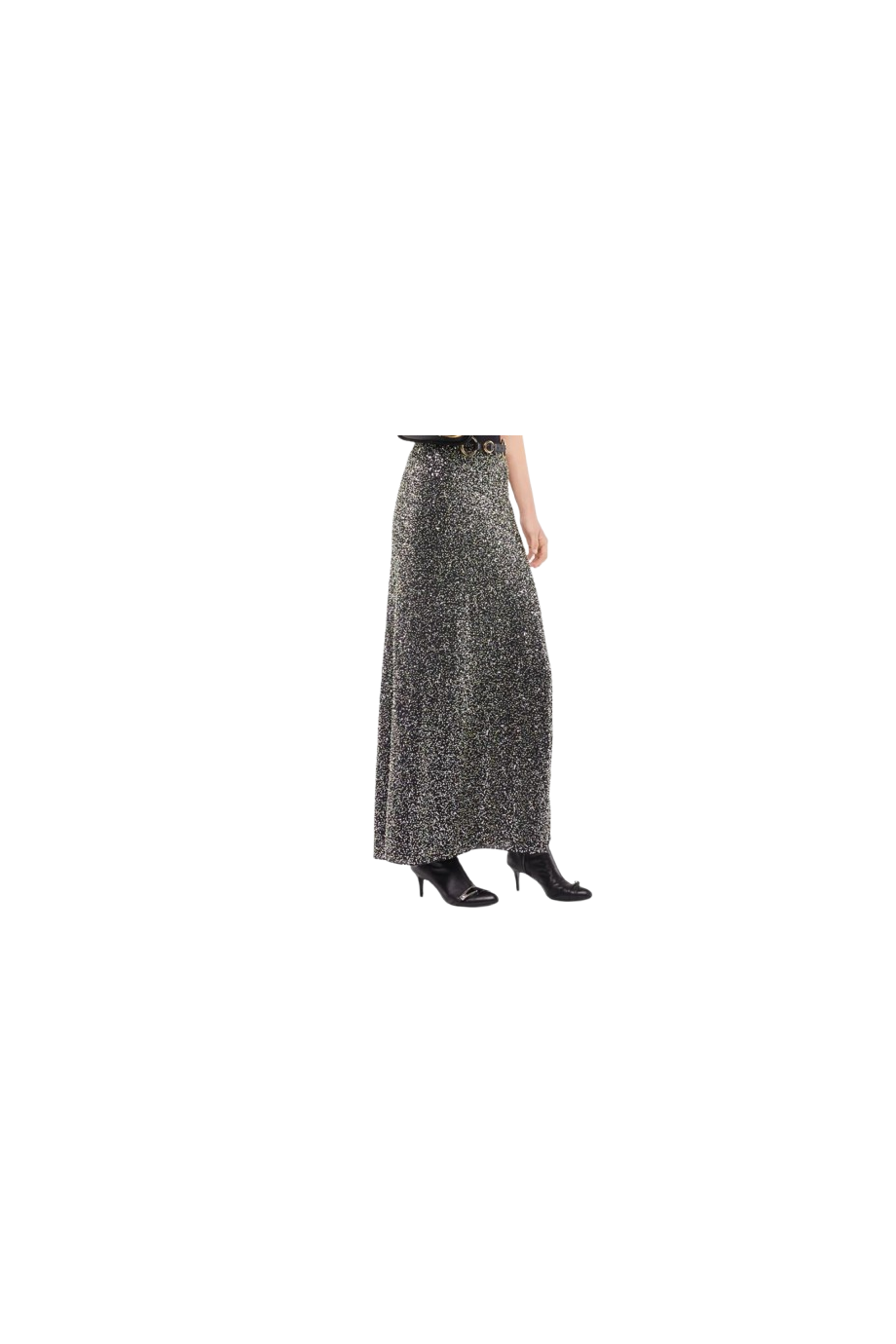 Midi embroidered crepe midi skirt with sequin and glass beads.