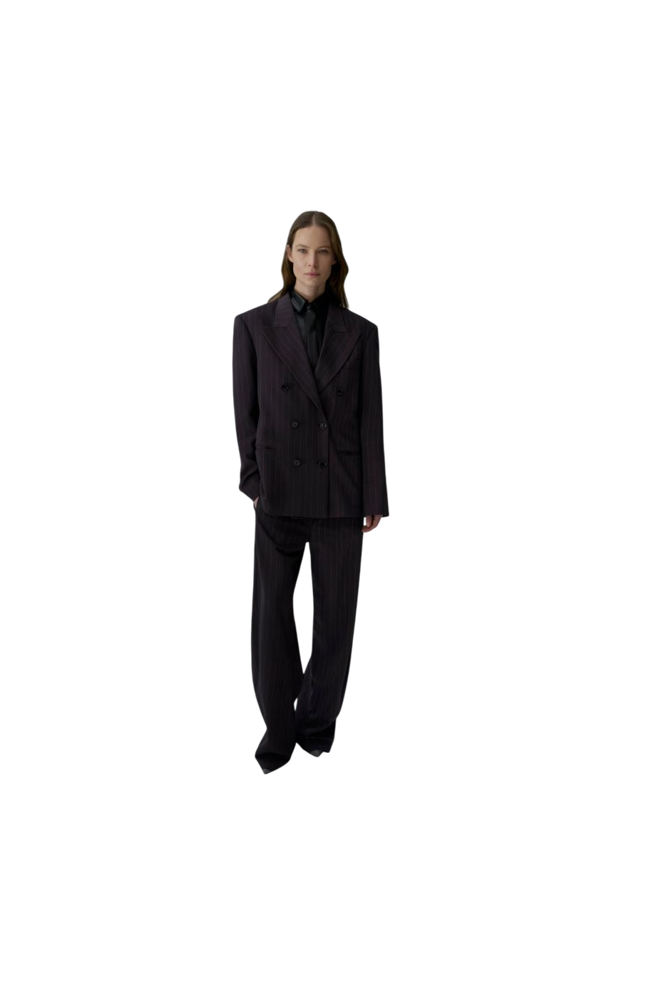 Pinstriped wool-blend pants