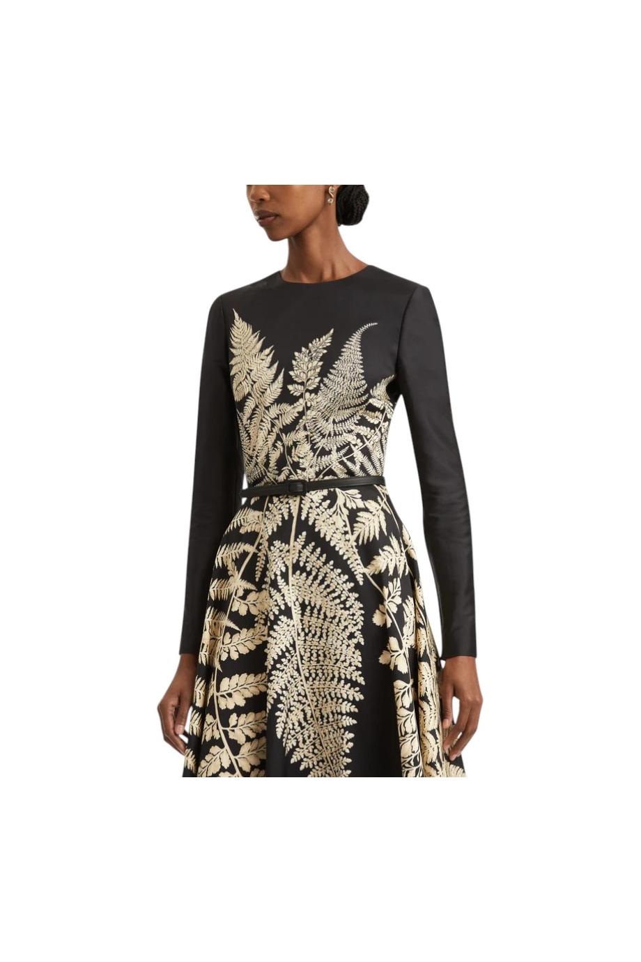 Fern embroidered cotton and silk midi dress