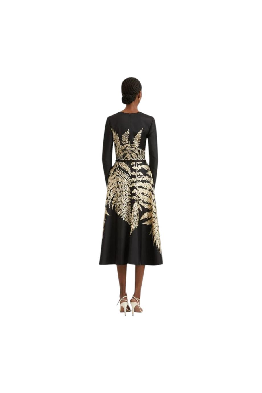 Fern embroidered cotton and silk midi dress