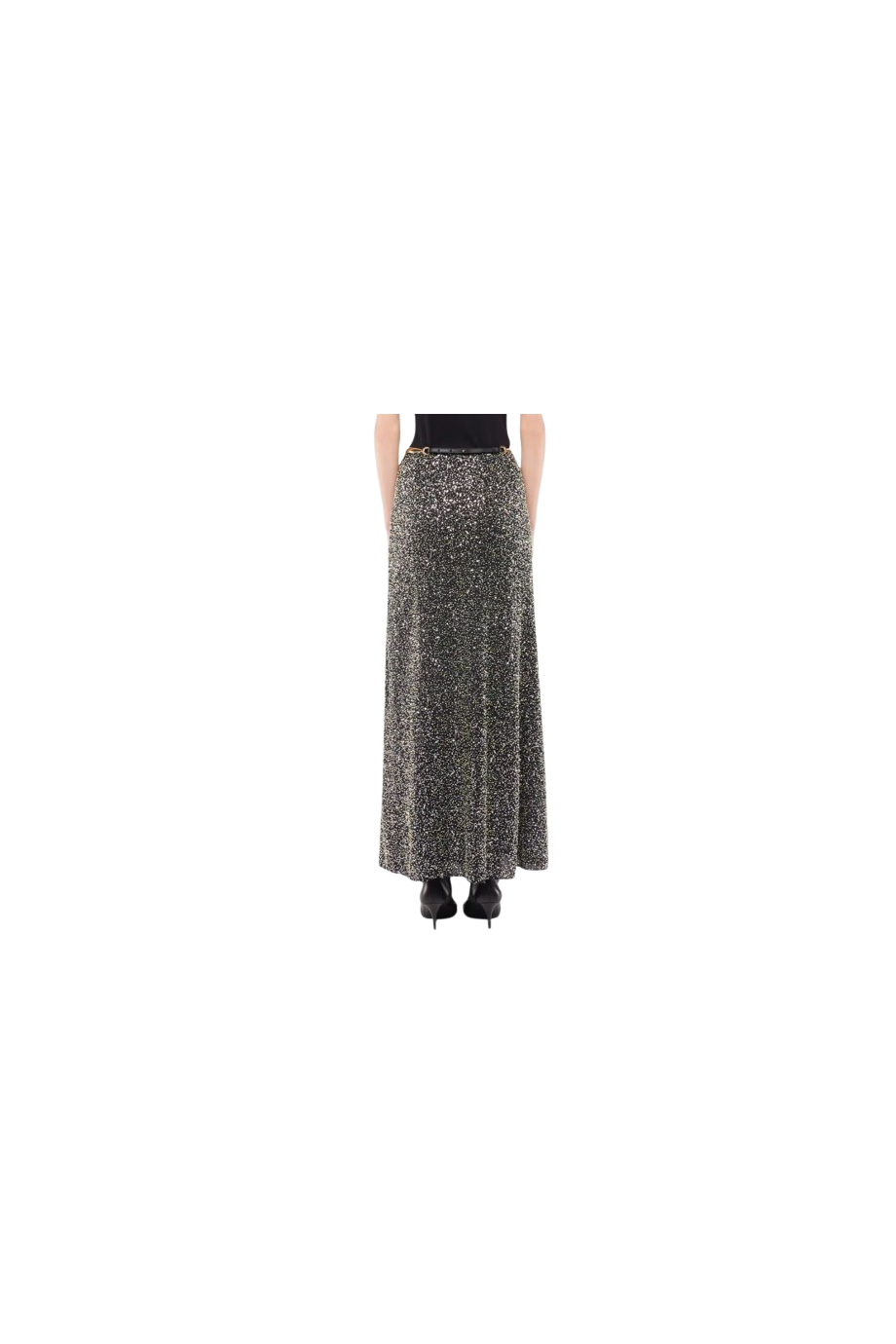 Midi embroidered crepe midi skirt with sequin and glass beads.