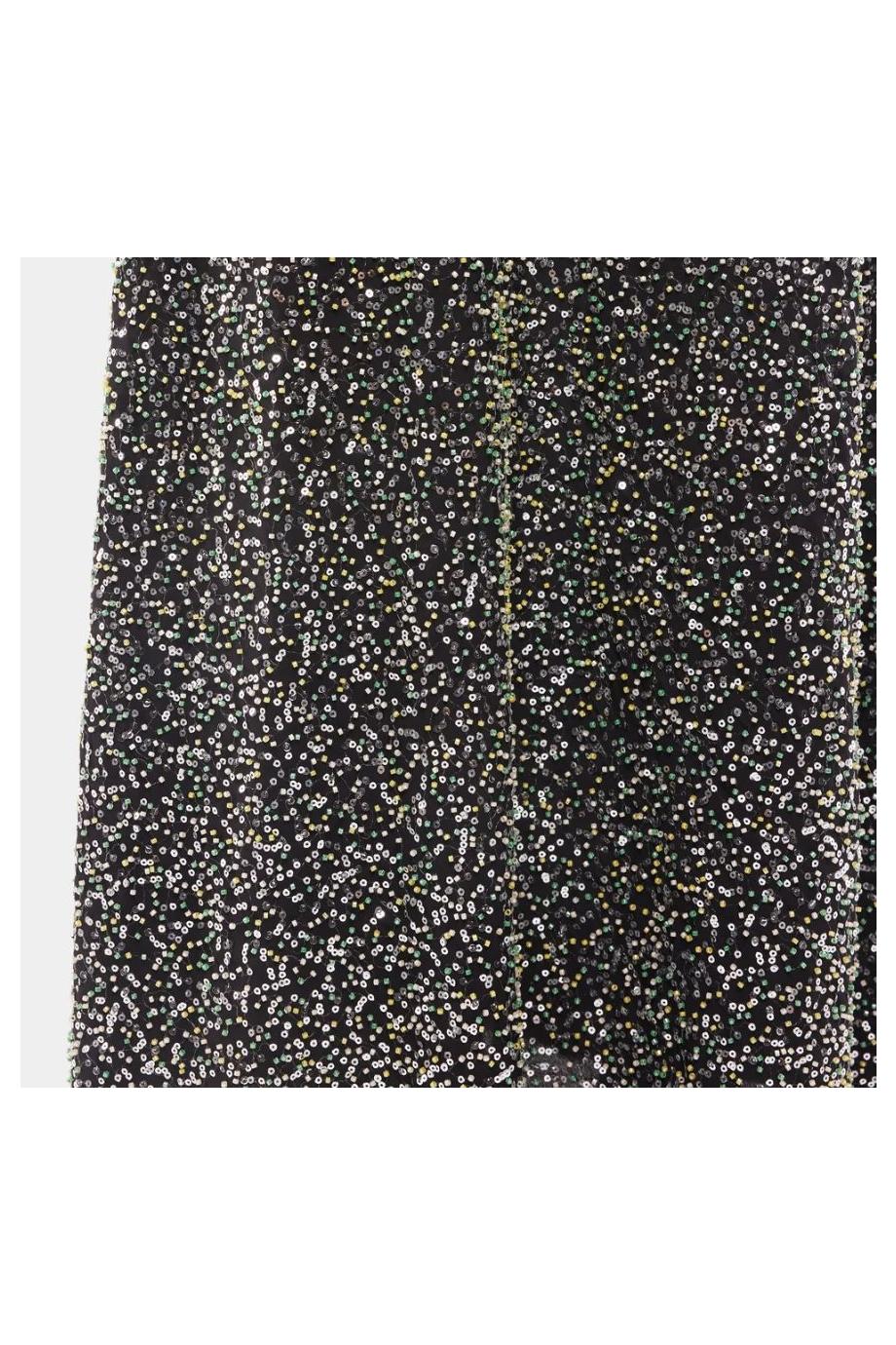 Midi embroidered crepe midi skirt with sequin and glass beads.