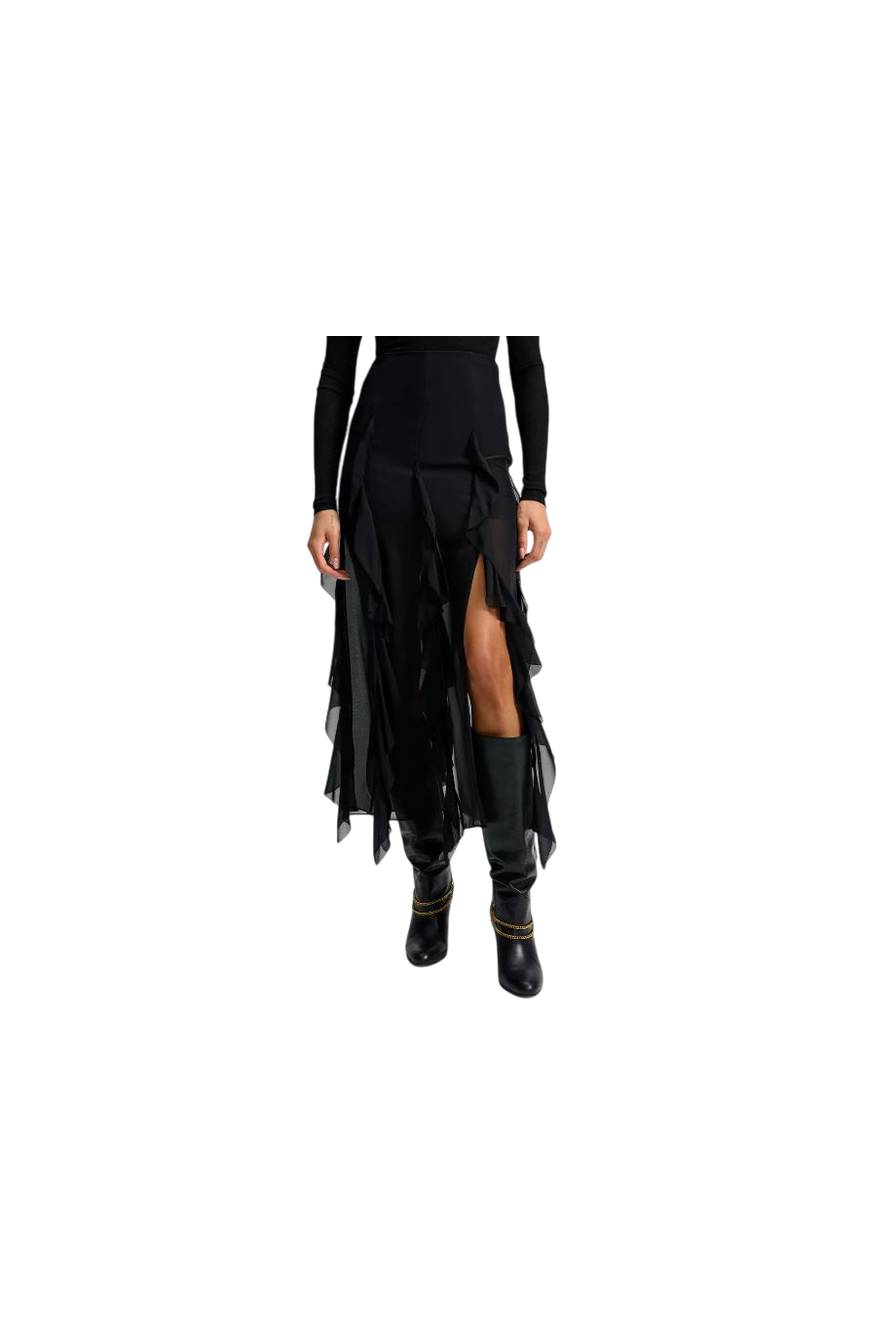 Ava ruffled silk maxi skirt
