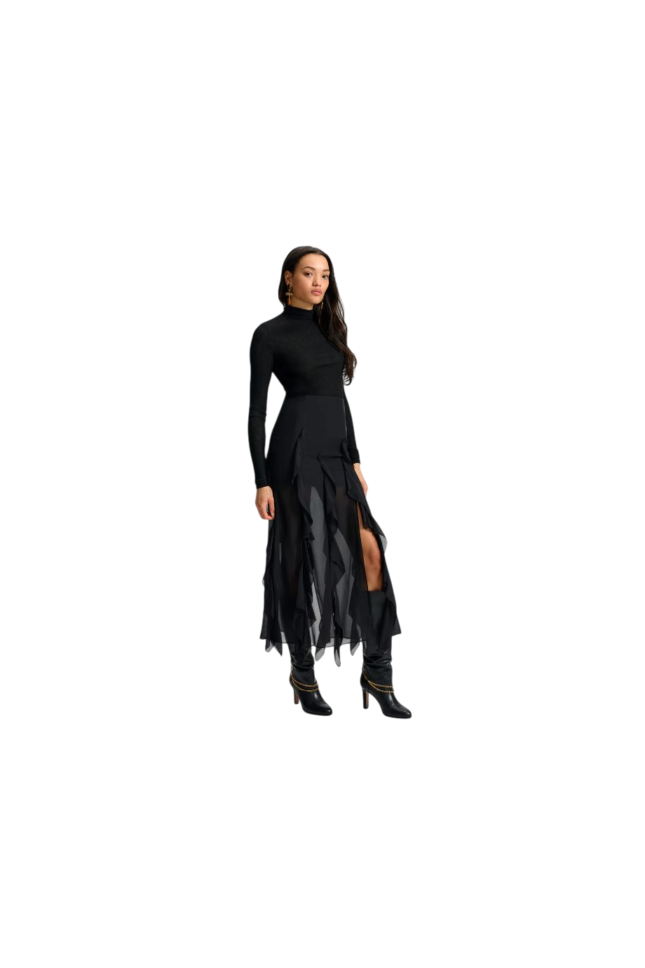 Ava ruffled silk maxi skirt