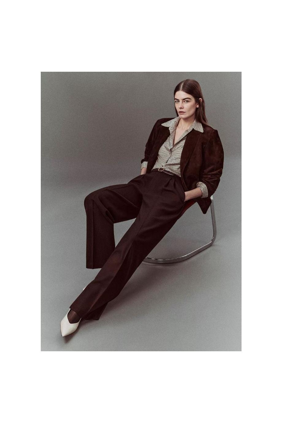 Pleated wool-blend pants 
