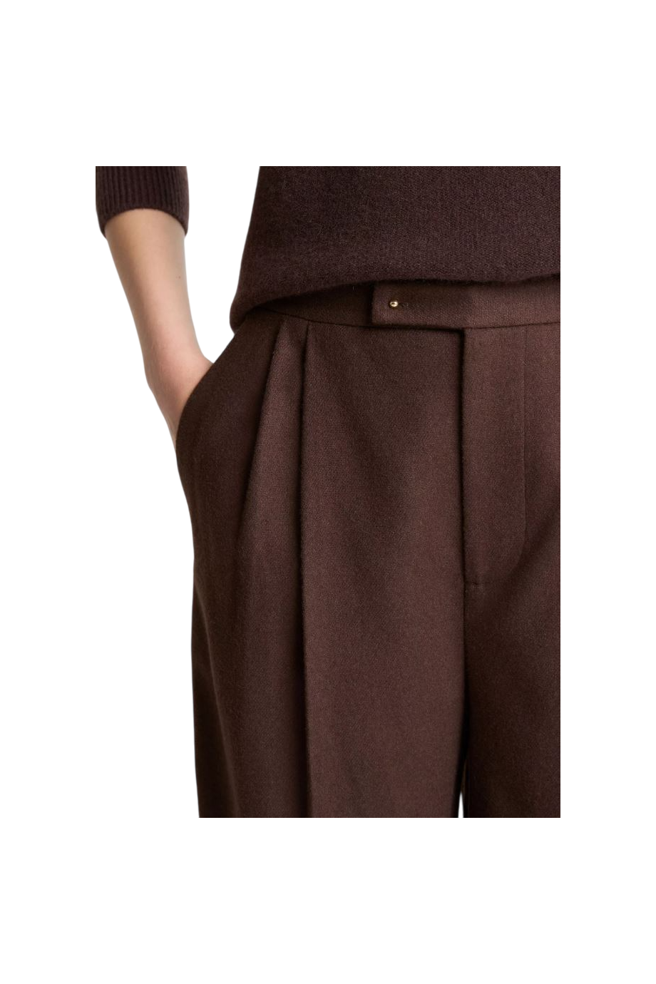 Pleated wool-blend pants